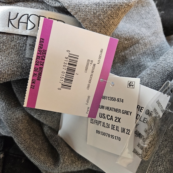 New Kasper Grey Knit Faux Fur Trim Longline Duster Cardigan Plus Sweater - Picture 11 of 11